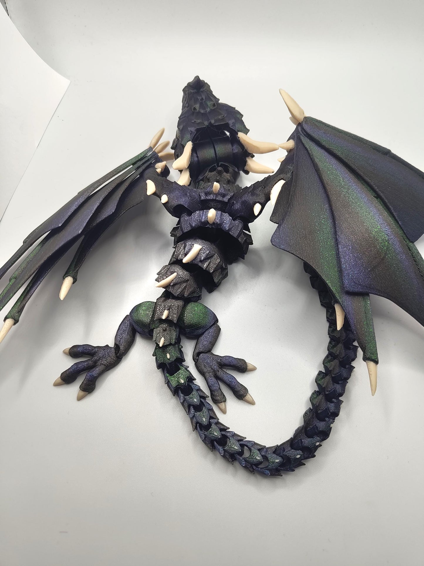 Articulated Dragon Wyvern - 3D-Printed Dragon Fidget with Glass Eyes Display Item - Large Dragon Display Figure