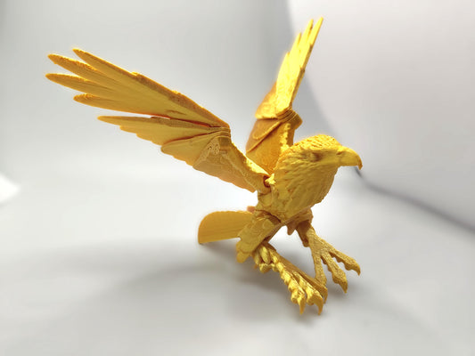 Articulated Bald Eagle Model Golden 3D Printed Bird - Gold Mini Eagle - Bird Ornament Display Item - Bird Fidget