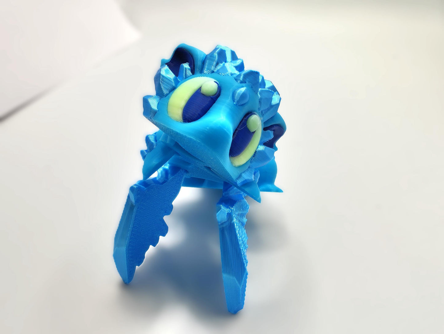 Articulated Dragon Fidget Collectable - Pocket Animal Desk Pet - Ice Crystal Dragon and Storage Egg