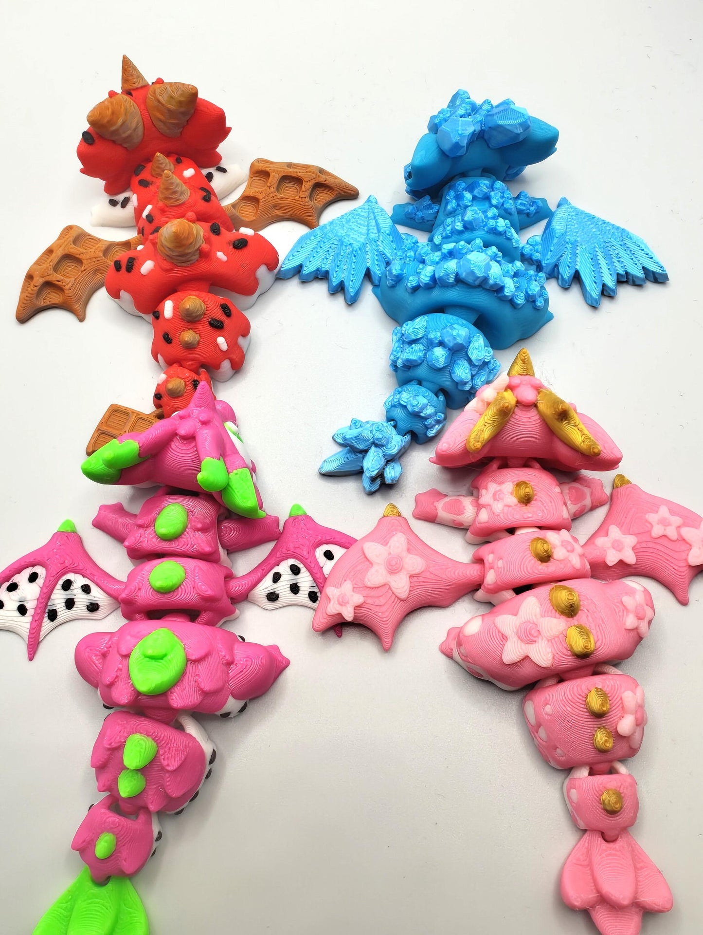 Articulated Dragon Fidget Collectable - Pocket Animal Desk Pet - Butterfly, Lava, Ice Cream, Sakura, Crystal, Dragonfruit, Celestial