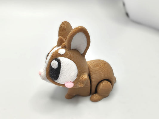 Articulated Rabbit Fidget Model – Flexible 3D Printed Rabbit - Pocket Animal – Sensory Desk Pet