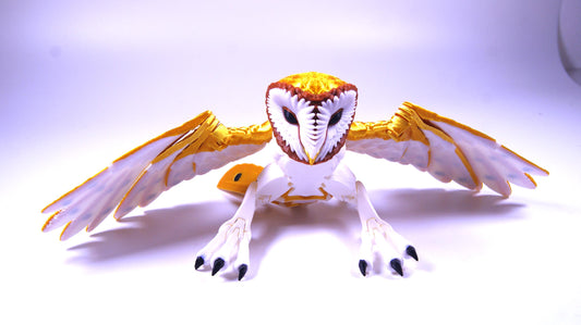 Golden Articulated Barn Owl Model 3D Printed Owl - Bird of Prey - Bird Ornament Display Item - Bird Fidget - Special Golden Version