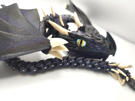 Articulated Dragon Wyvern - 3D-Printed Dragon Fidget with Glass Eyes Display Item - Large Dragon Display Figure