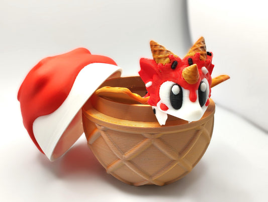 Articulated Dragon Fidget Collectable - Pocket Animal Desk Pet - Ice Cream Dragon and Storage Egg