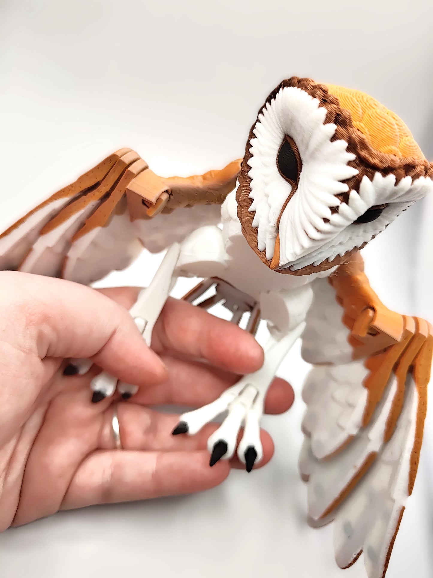 Articulated Barn Owl Model 3D Printed Owl - Bird of Prey - Bird Ornament Display Item - Bird Fidget