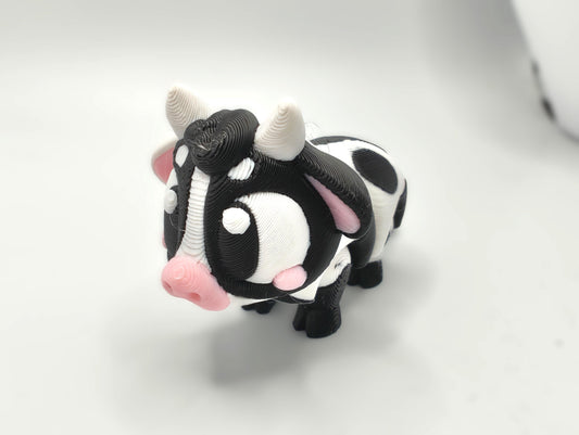 Articulated Cow Fidget Model – Flexible 3D Printed Cow - Pocket Animal – Sensory Desk Pet