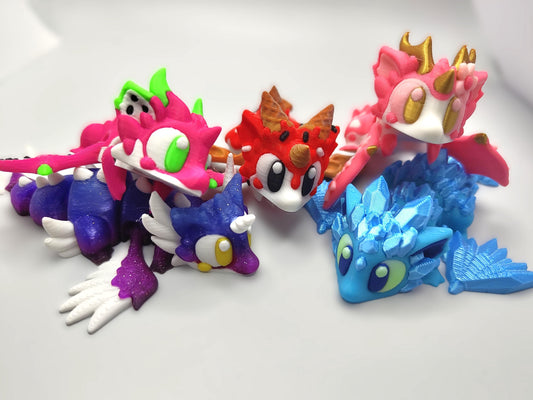 Articulated Dragon Fidget Collectable - Pocket Animal Desk Pet - Butterfly, Lava, Ice Cream, Sakura, Crystal, Dragonfruit, Celestial