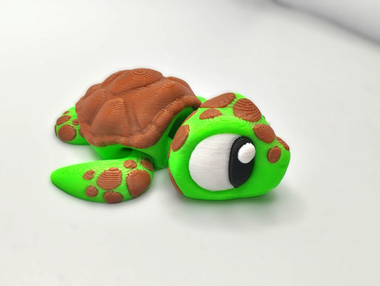 Articulated Sea Turtle Fidget Model – Flexible 3D Printed Turtle - Pocket Animal – Sensory Desk Pet