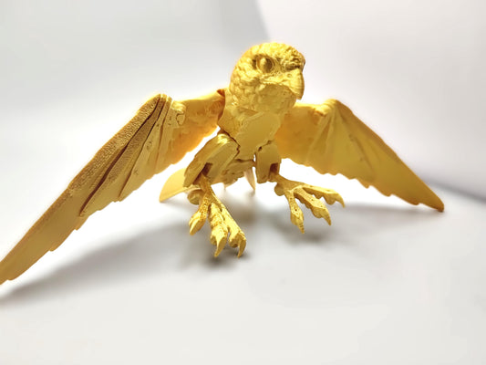 Articulated Peregrine Falcon Model Golden 3D Printed Bird - Gold Mini Falcon - Bird Ornament Display Item - Bird Fidget