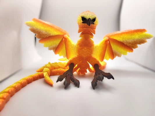 Articulated Phoenix Model 3D Printed Bird - 3D Printed Phoenix - Flexi Phoenix - Bird Ornament Display Item - Bird Fidget