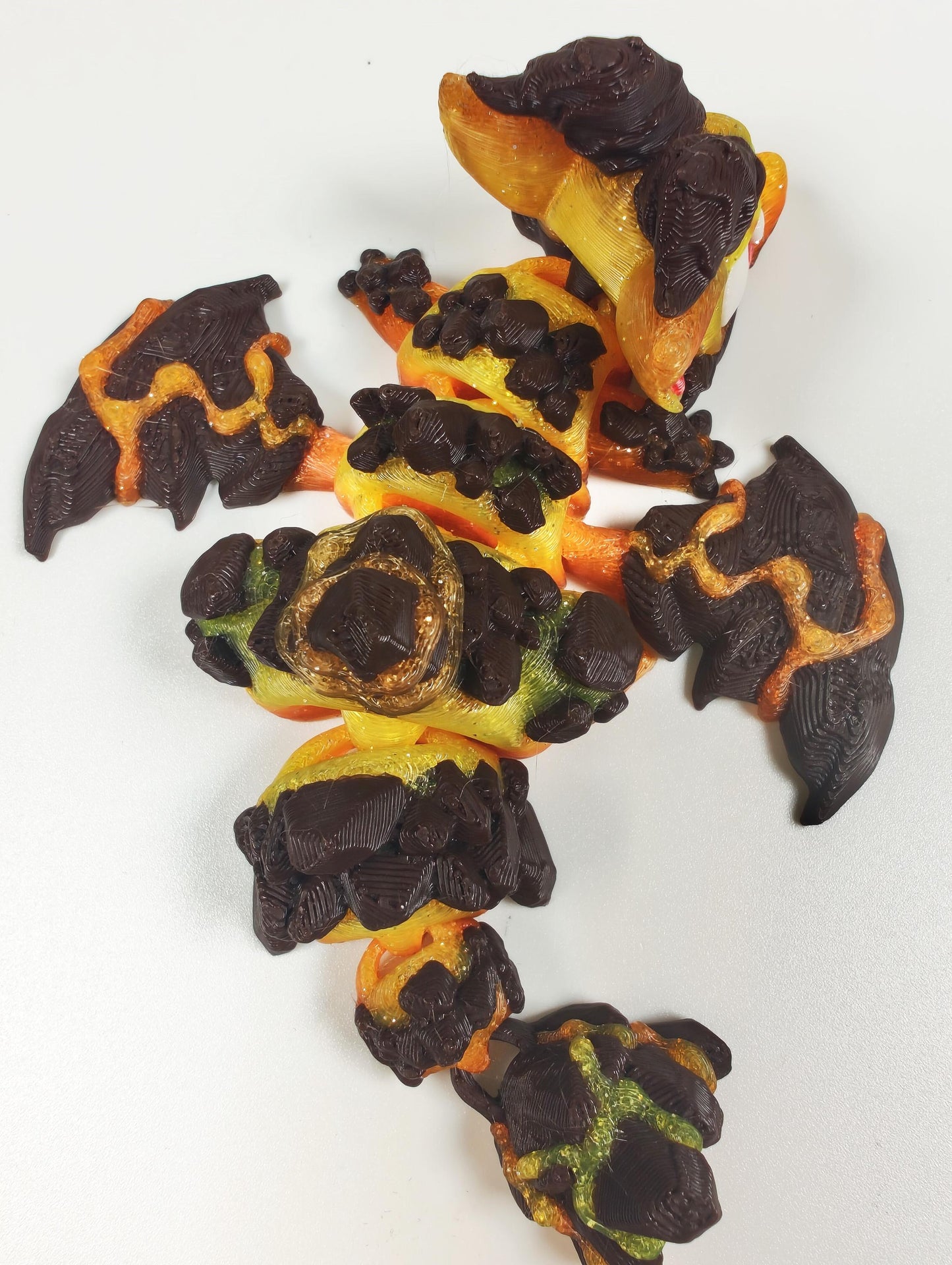 Articulated Dragon Fidget Collectable Volcano Dragon - Pocket Animal Desk Pet - Lava Dragon and Storage Egg