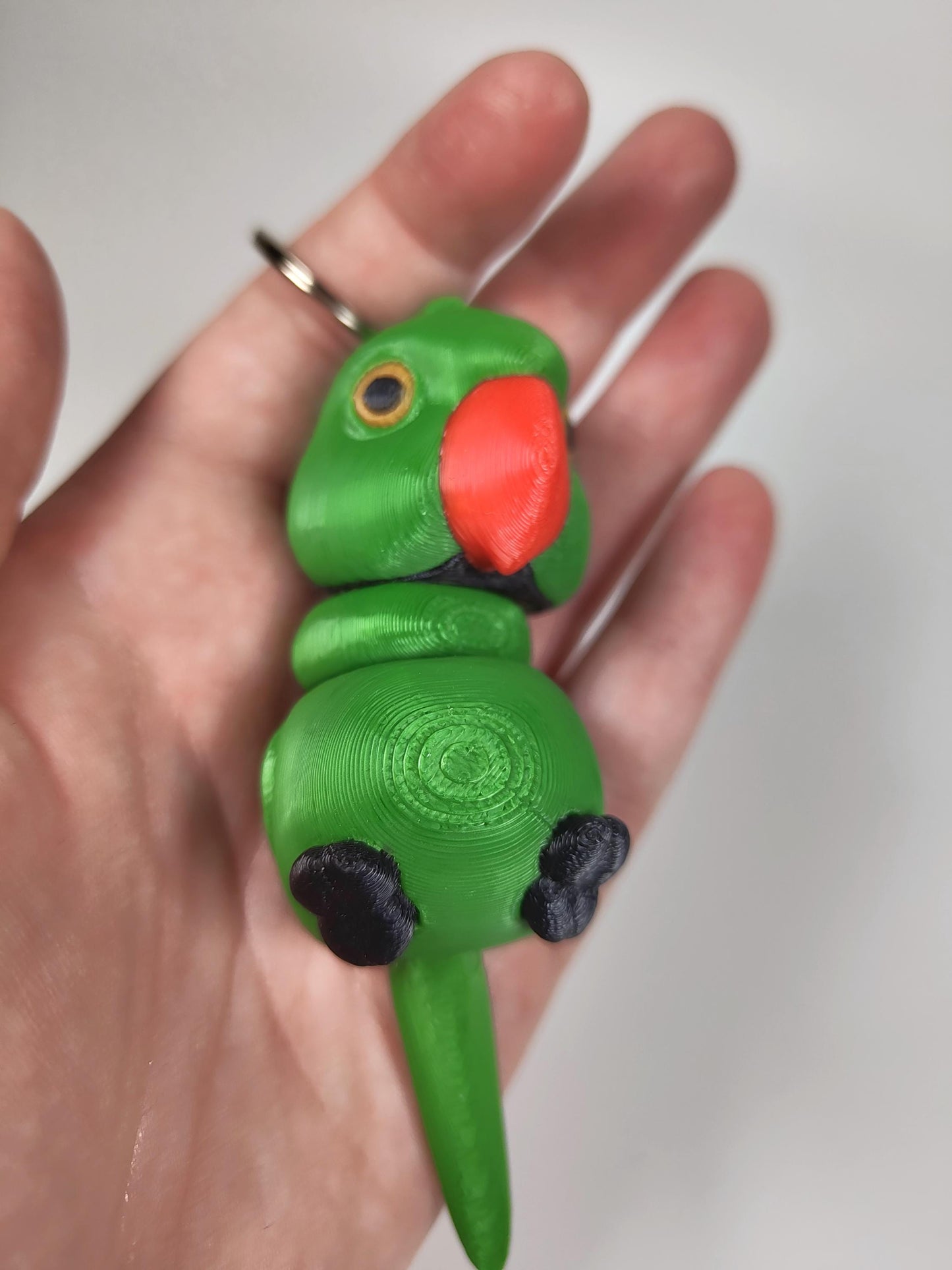 Articulated Ringneck Parakeet Keychain 3D Printed Parrot Key Ring - 3D Printed Ringneck Parakeet Keyring - Bird Fob - Bird Fidget