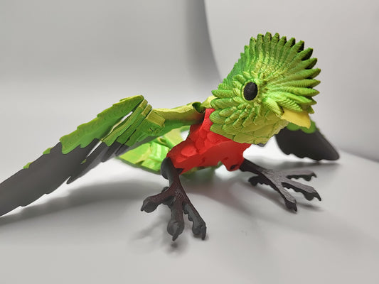Articulated Quetzel Model 3D Printed Bird - Bird of Paradise - Bird Ornament Display Item - Bird Fidget