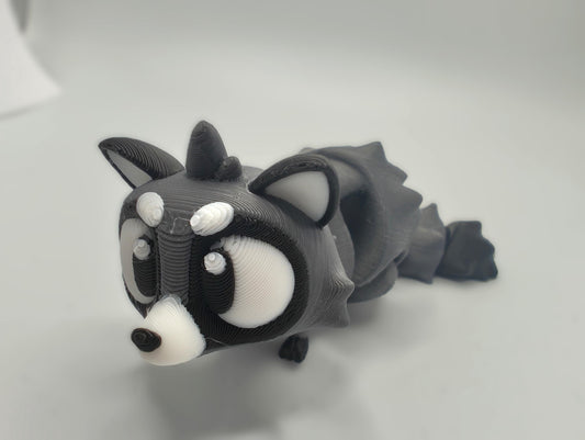 Articulated Raccoon Fidget Model – Flexible 3D Printed Racoon - Pocket Animal – Sensory Desk Pet