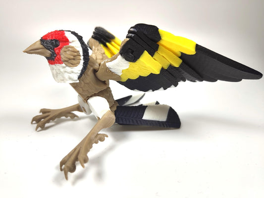 Articulated Goldfinch Model 3D Printed Bird - European Goldfinch Articulated Bird - Bird Ornament Display Item - Bird Fidget