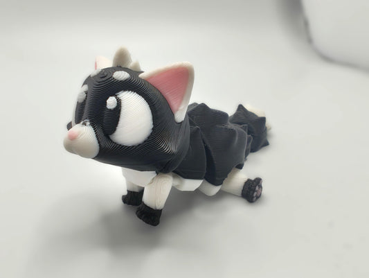 Articulated Cat Fidget Model – Flexible 3D Printed Cat Kitten - Pocket Animal – Sensory Desk Pet