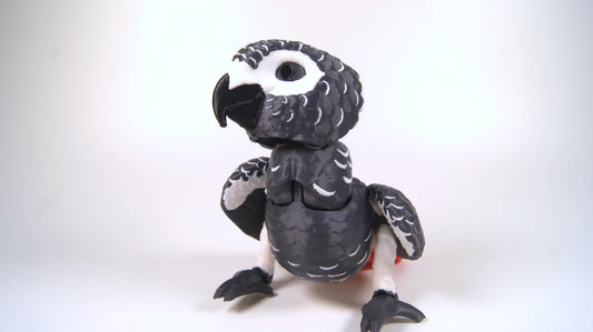 Articulated African Grey Parrot 3D Printed Parrot Model - 3D Printed African Grey Parrot - Bird Ornament Display Item - Bird Fidget