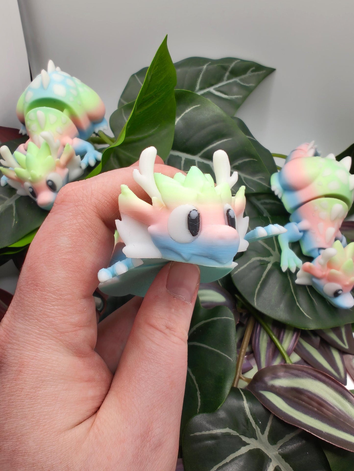 Articulated Dragon - Rainbow Dragon - Easter, Spring, Cute Fidget Desk Pet