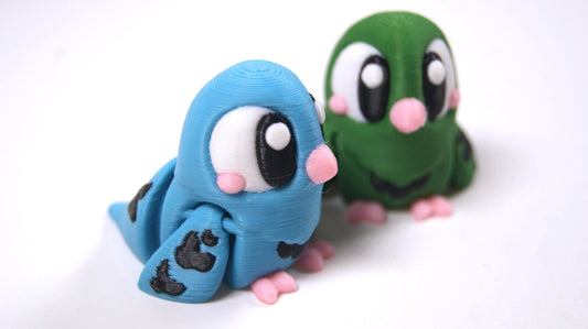 Articulated Budgie Fidget Model – Flexible 3D Printed Parakeet Pocket Animal – Sensory Desk Pet