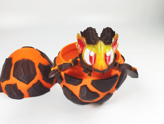 Articulated Dragon Fidget Collectable Volcano Dragon  - Pocket Animal Desk Pet - Lava Dragon and Storage Egg
