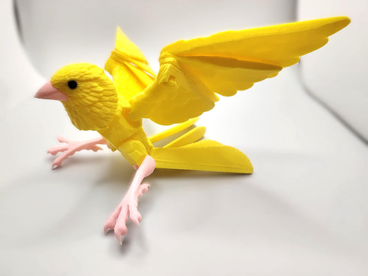 Articulated Canary Model 3D Printed Bird - Articulated Bird - Bird Ornament Display Item - Bird Fidget
