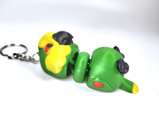 Articulated Amazon Parrot Keychain 3D Printed Parrot Key Ring - 3D Printed Amazon Parrot Keyring - Bird Fob - Bird Fidget