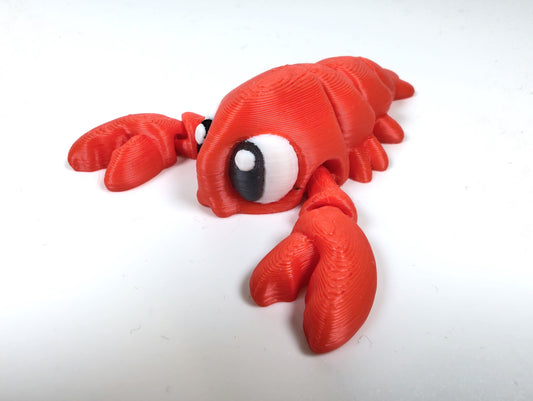 Articulated Lobster Fidget Model – Flexible 3D Printed Lobster Pocket Animal – Sensory Desk Pet