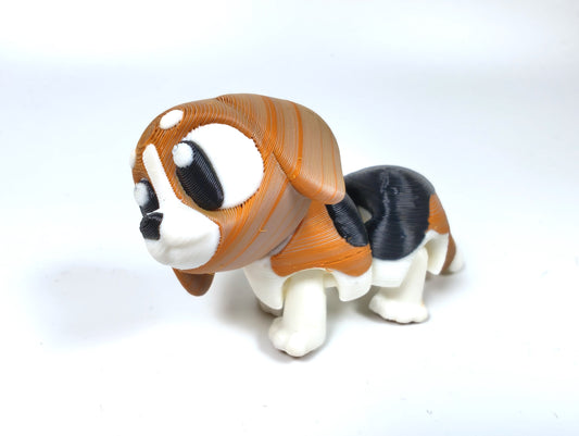 Articulated Beagle Fidget Model – Flexible 3D Printed Beagle Dog Pocket Animal – Sensory Desk Pet