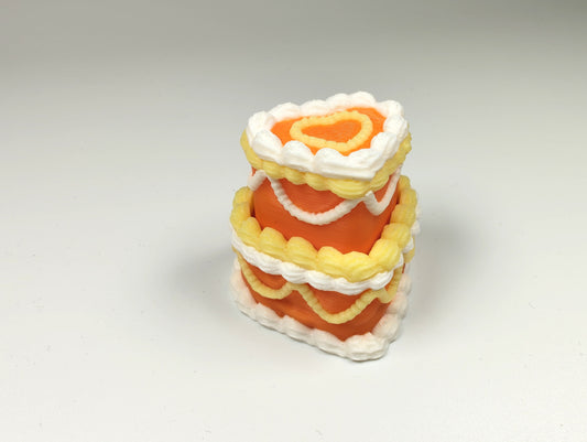 Citrus Swirl Cake Clicker – 3D Printed Heart-Shaped Cake Fidget Toy