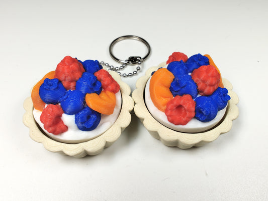Fruit Tart Pastry Clicker – Blueberry Orange Raspberry 3D Printed Pastry Fidget Toy