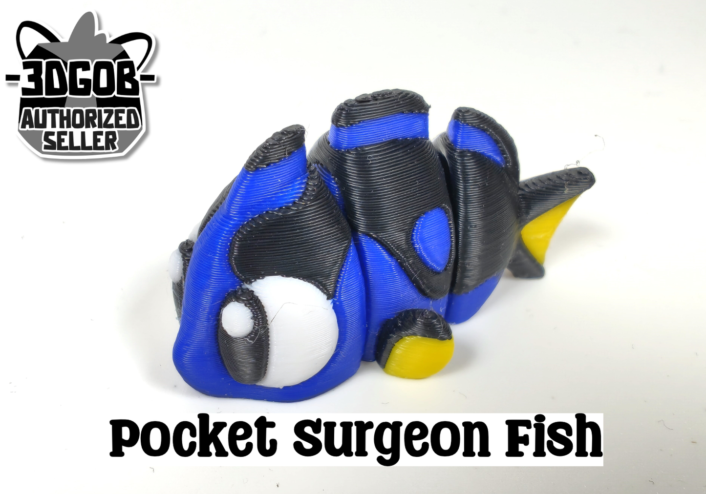 Articulated Surgeonfish Blue Tang Fidget Model – Flexible 3D Printed Surgeonfish Pocket Animal – Sensory Desk Pet