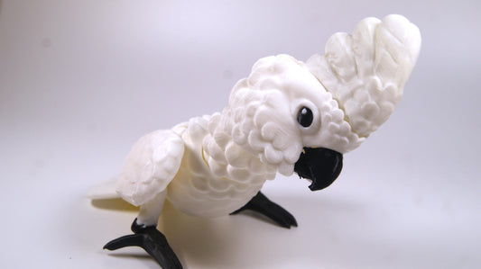 Articulated Cockatoo 3D Printed Parrot Model - 3D Printed Cockatoo - Bird Ornament Display Item - Bird Fidget