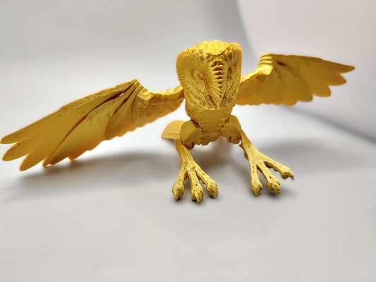 Articulated Barn Owl Model Golden 3D Printed Bird - Gold Owl - Flexi Owl Bird Ornament Display Item - Bird Fidget