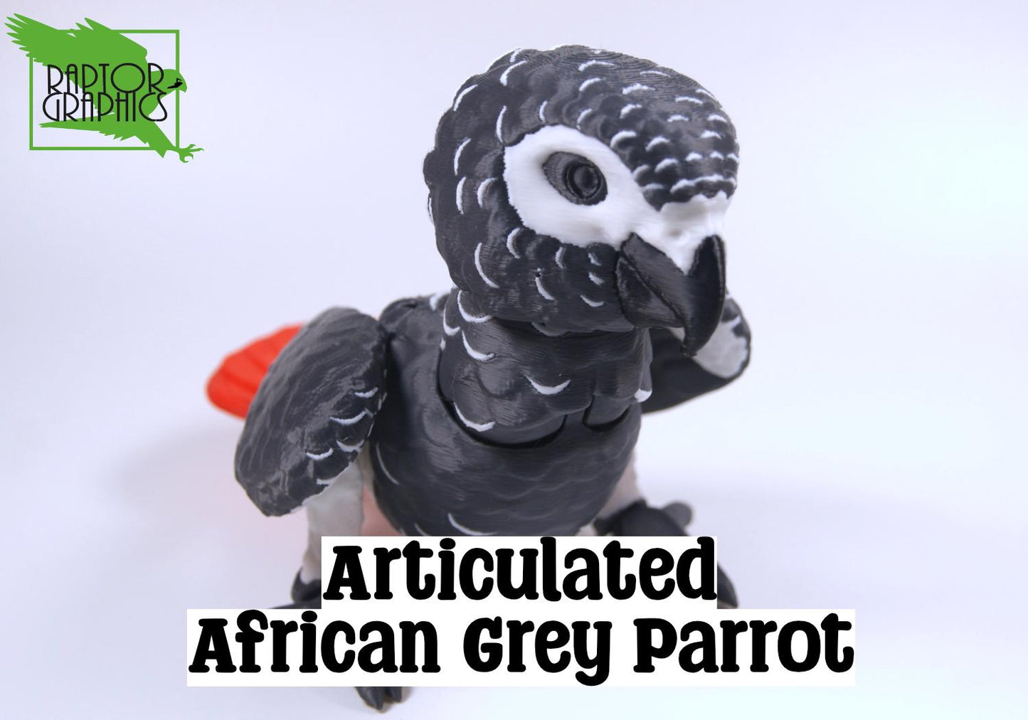 Articulated African Grey Parrot 3D Printed Parrot Model - 3D Printed African Grey Parrot - Bird Ornament Display Item - Bird Fidget
