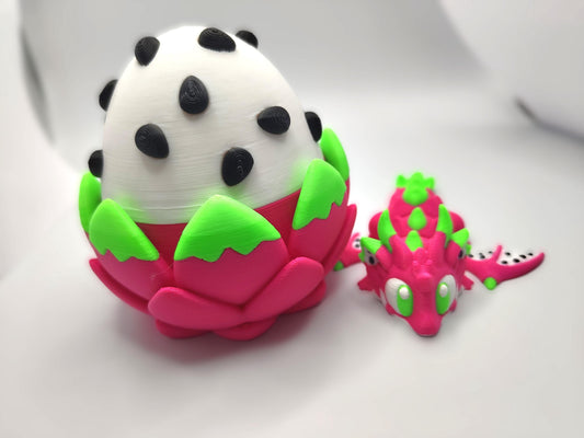 Articulated Dragon Fidget Collectable - Pocket Animal Desk Pet - Dragonfruit Fruit Dragon and Storage Egg
