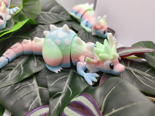 Articulated Dragon - Rainbow Dragon - Easter, Spring, Cute Fidget Desk Pet