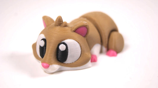 Articulated Hamster Fidget Model – Flexible 3D Printed Hamster Pocket Animal – Sensory Desk Pet
