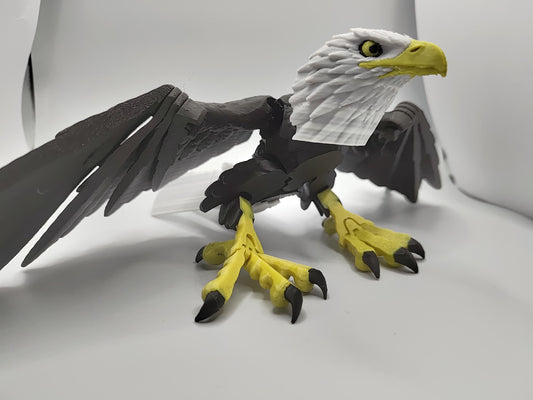 Articulated Bald Eagle Model 3D Printed Bird - Bird of Prey - Bird Ornament Display Item - Bird Fidget