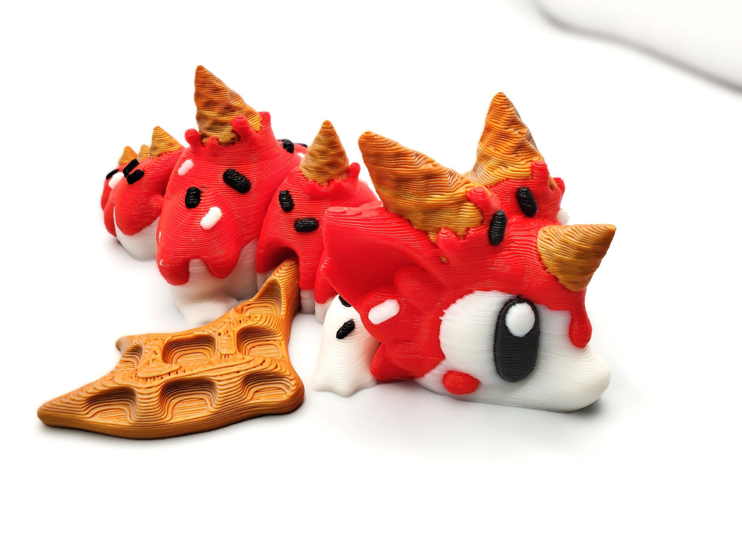 Articulated Dragon Fidget Collectable - Pocket Animal Desk Pet - Ice Cream Dragon and Storage Egg