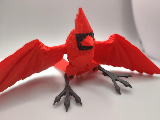 Articulated Cardinal Model 3D Printed Bird - Flexi Cardinal - Bird Ornament Display Item - Bird Fidget