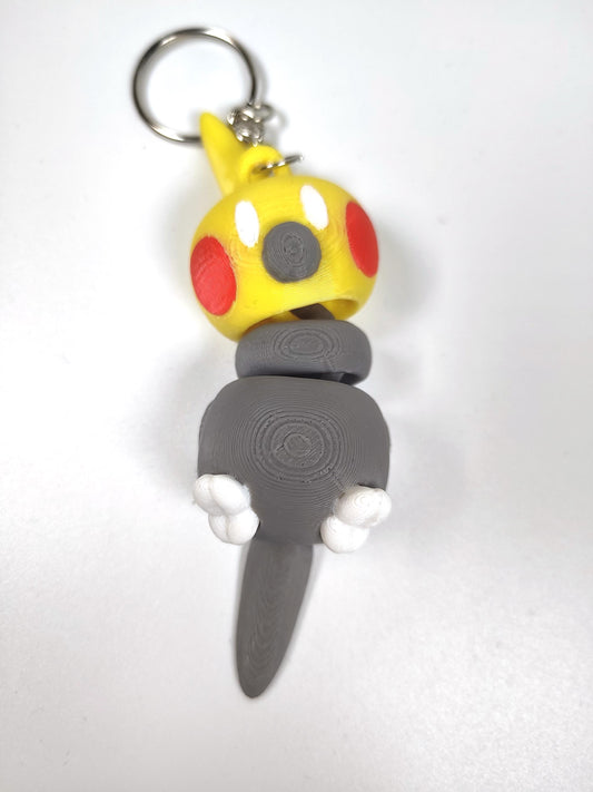 Articulated Cockatiel Keychain 3D Printed Parrot Key Ring - 3D Printed Cockatiel Keyring - Bird Fob - Bird Fidget