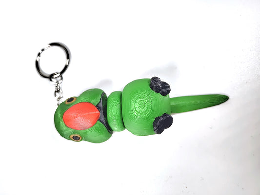 Articulated Ringneck Parakeet Keychain 3D Printed Parrot Key Ring - 3D Printed Ringneck Parakeet Keyring - Bird Fob - Bird Fidget