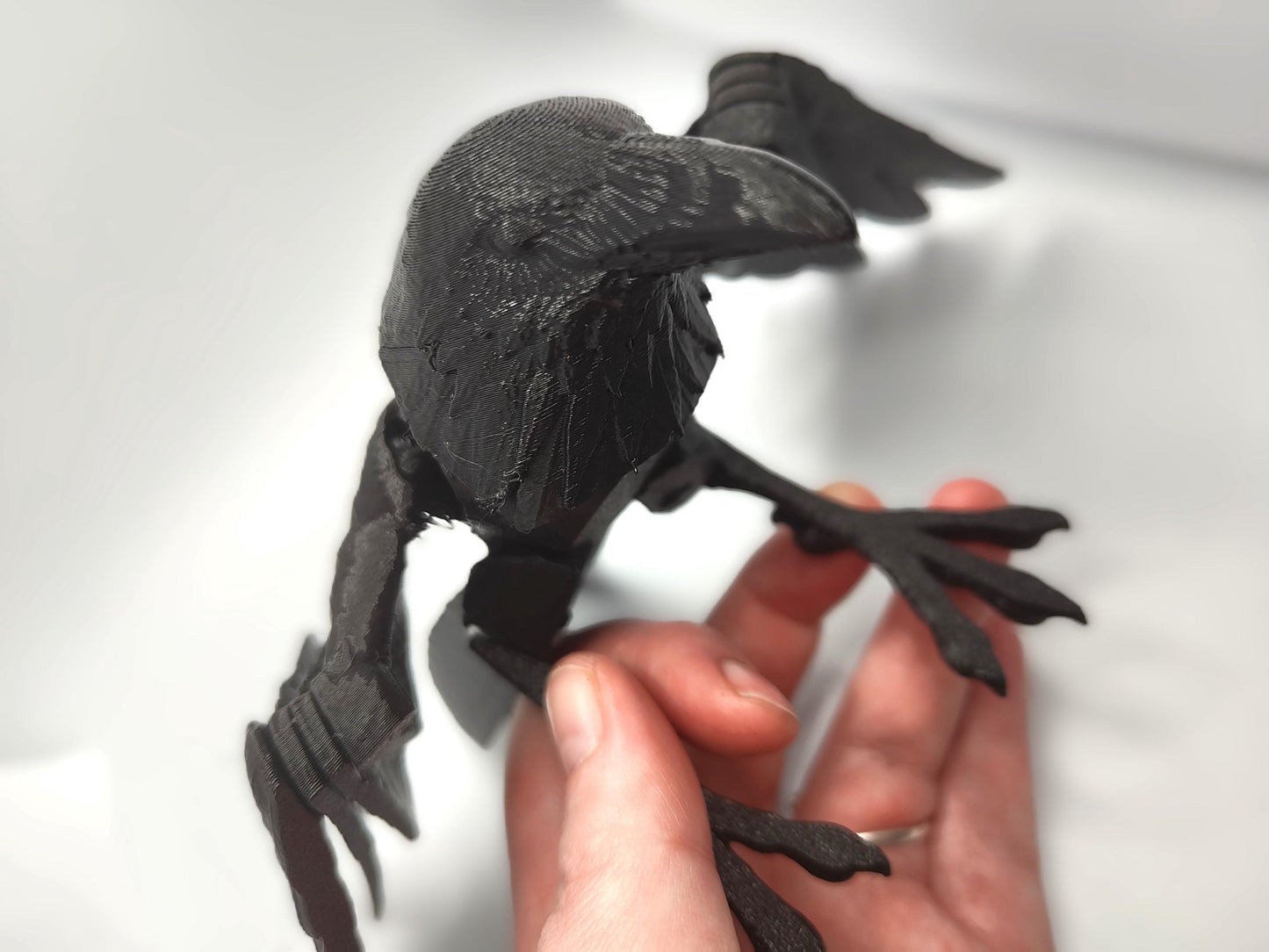 Articulated Raven Model 3D Printed Bird - 3D Printed Crow - Bird Ornament Display Item - Bird Fidget
