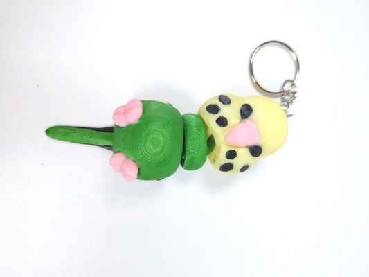 Articulated Budgie Keychain 3D Printed Parrot Key Ring - 3D Printed Budgie Budgerigar Keyring - Bird Fob - Bird Fidget