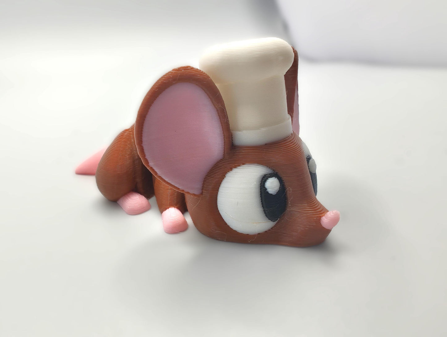 Articulated Mouse Fidget Model – Flexible 3D Printed Mouse Chef Mouse Rat - Pocket Animal – Sensory Desk Pet