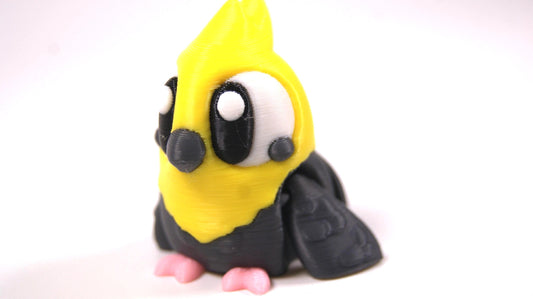 Articulated Cockatiel Fidget Model – Flexible 3D Printed Bird Pocket Animal – Sensory Desk Pet