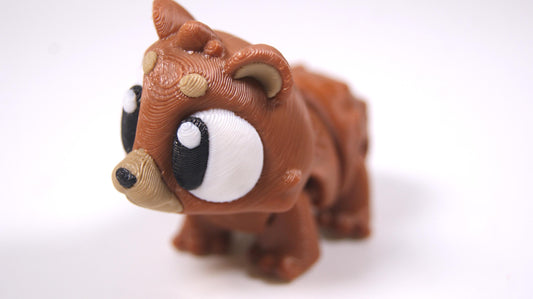 Articulated Bear Fidget Model – Flexible 3D Printed Bear Pocket Animal – Sensory Desk Pet