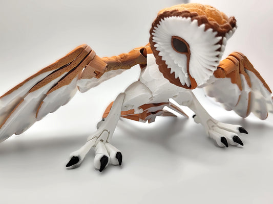 Articulated Barn Owl Model 3D Printed Owl - Bird of Prey - Bird Ornament Display Item - Bird Fidget