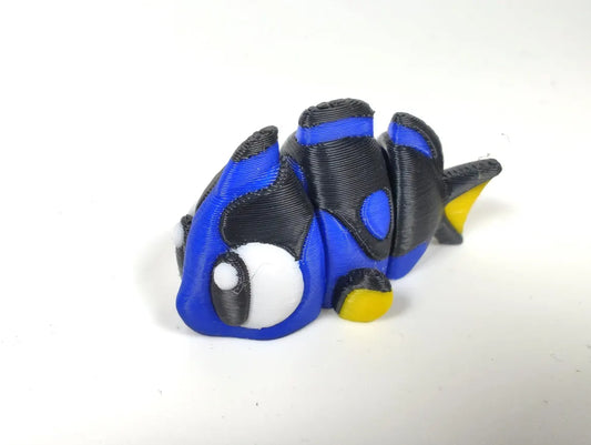 Articulated Surgeonfish Blue Tang Fidget Model – Flexible 3D Printed Surgeonfish Pocket Animal – Sensory Desk Pet