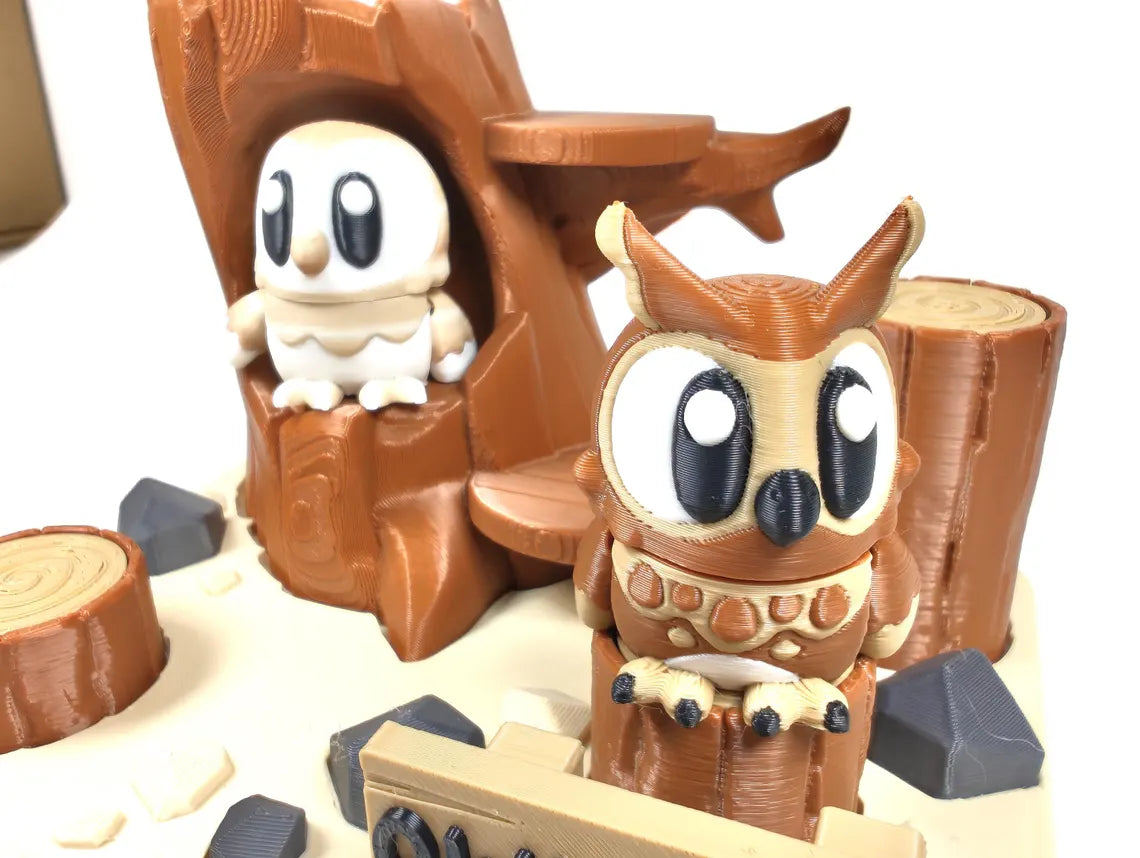Owl Park 3D Printed Diorama - Articulated Owl Fidget Collectable Barn Owl Great Horned Owl - 3D Printed Owl and Park set - Fidget Display